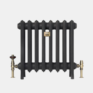 Grace 4 column 500mm Castrads bay window radiator in matt black finish